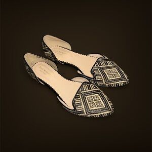 Isaac Mizrahi New York Women’s Size 9 Black Tan Woven Pointed Toe D’Orsay Flats
